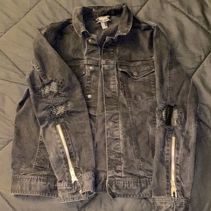 Black Jean Biker Jacket